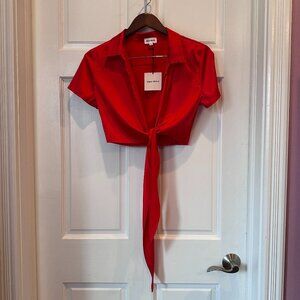 NWTO - superdown - Red Satin Crop Top - Small